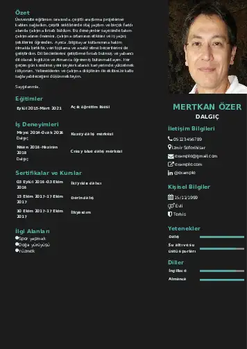 Dalgıç CV Örnekleri cv indir